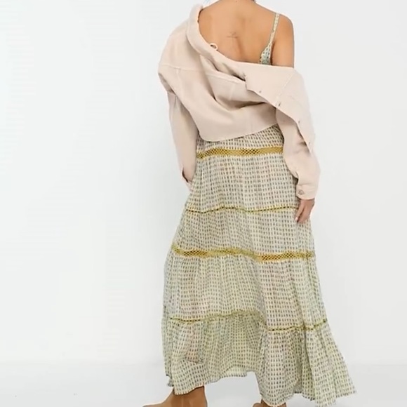 Free People Midnight Dance Print Maxi Dress Light Grey Combo - Picture 11 of 16